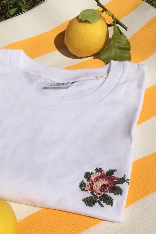 T Shirt Rose Blanc Taille L