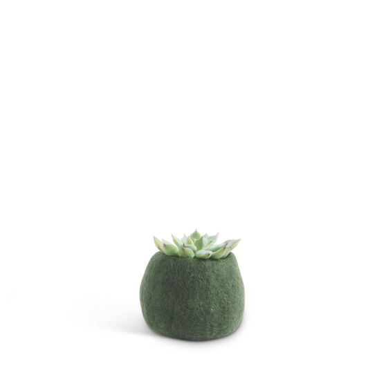 Cache pot arrondi en laine S – Vert Kaki