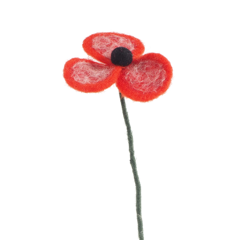 Boutons Fantaisie Fleur Coquelicot 18mm - Lot De 10 - Rouge Et Noir - Queue/Tige - Pour Artisanat & Commémoration