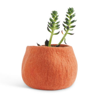 Caches pots arrondis en laine - terracotta s