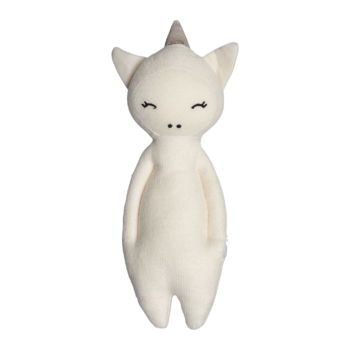 Petit doudou hochet licorne blanche fabelab