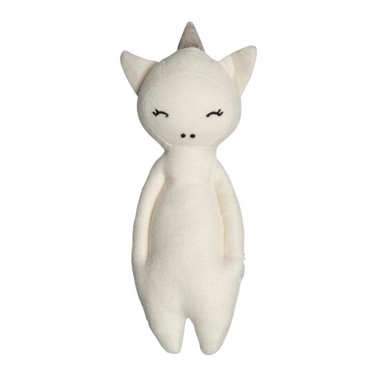 Petit Doudou hochet Licorne blanche Fabelab