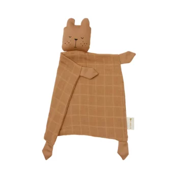 Doudou tete et tissu ours caramel