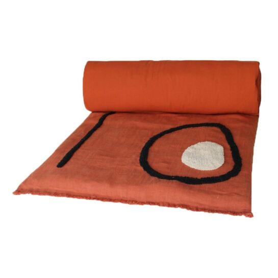 Edredon Tikri en lin et coton couleur Brick – 85×200 cms