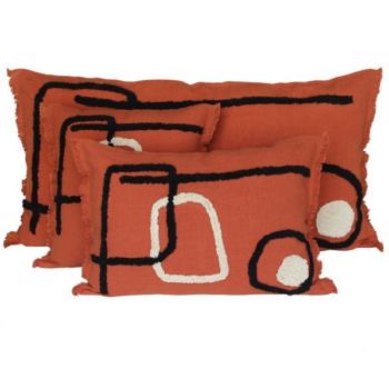 Coussin tikri en lin et coton couleur brick - 45x45 cms