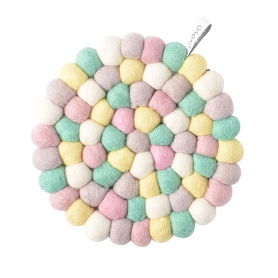 Dessous De Plat En Laine “printemps” Rose Bleu Blanc Jaune