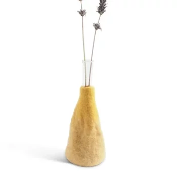 Wool vase l - ochre