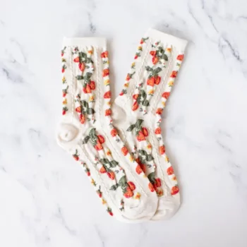 Chaussettes fraises ecru 36-40