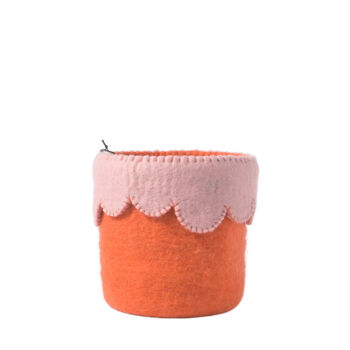 Cache pot laine rabat wavy coral pink 26