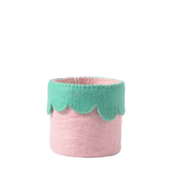 Cache pot laine rabat wavy pink green 26