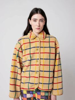 Veste moutonnée grille colorée