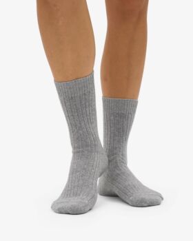 Chaussettes laine merinos heather grey