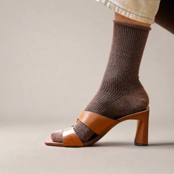 Chaussettes camel brown glitter lurex 36-40