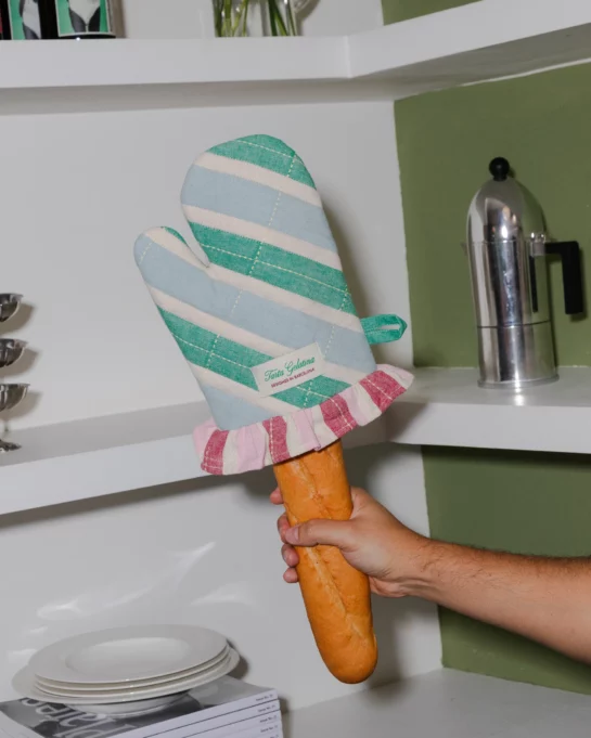 Gant Manique Rayures Vert Bleu