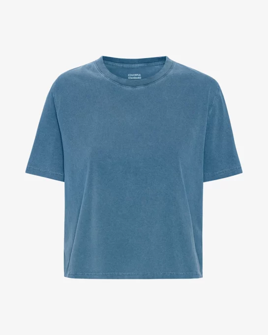 Crop Shirt Boxy Faded Indigo