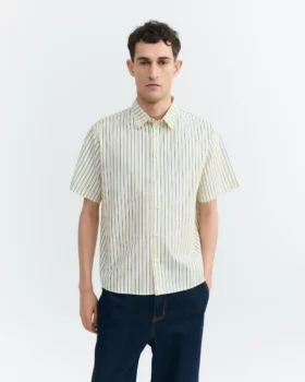 Chemise paddy colliure rayures jaune et bleu