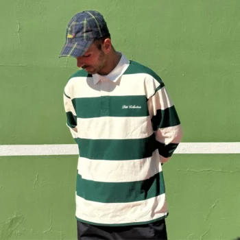 Polo rugby rayures vert et blanc