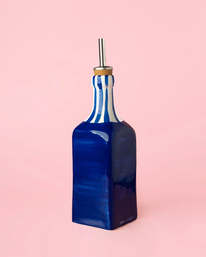 Distributeur Huile Bleu et Rayures