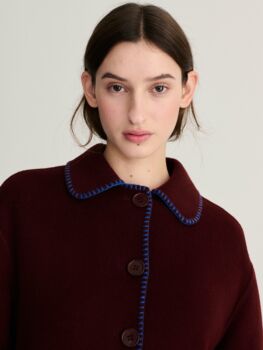Veste handmade laine bordeaux