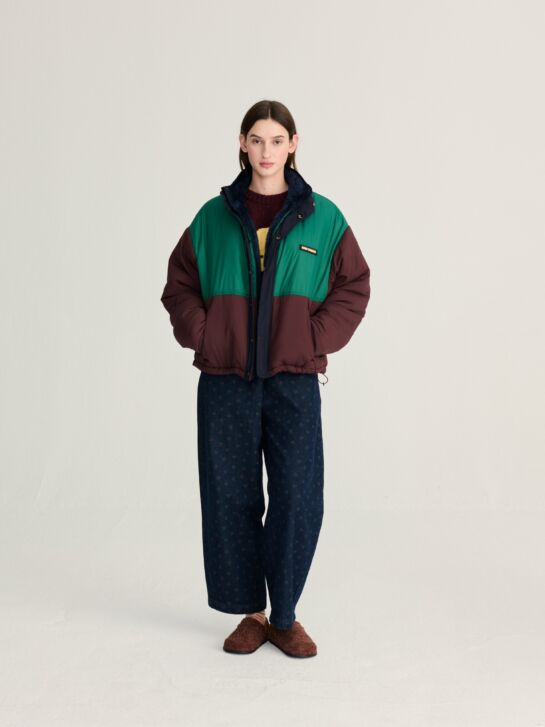 Veste Réversible Nylon Vert Bordeaux Bleu