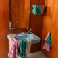 Serviette de Bain Petra Grand Format Vert et Rose