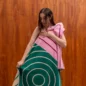 Serviette de Bain Petra Grand Format Vert et Rose