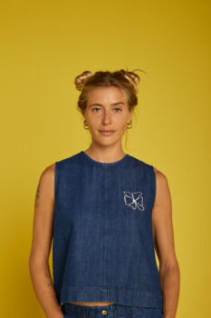 Top sans manches butine denim